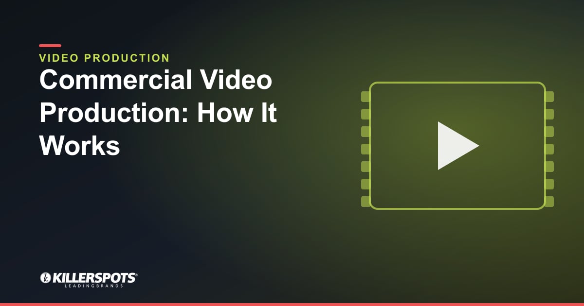Commercial Video Production: How It Works: Killerspots branded video production graphic