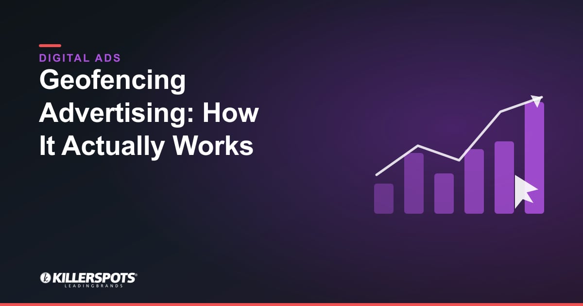Geofencing Advertising: How It Actually Works: Killerspots branded digital advertising graphic